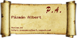 Pázmán Albert névjegykártya